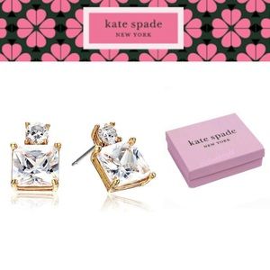 Kate Spade Flying Colors Clear Cubic Zirconia Double Square Drop Earrings